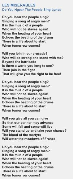 Les Miserable 2012. Do You Hear The People Sing.