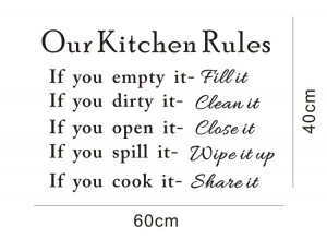 Hot Sale! Our Kitchen Rules Quote Vinyl Art Wall Stickers Decal Mural ...