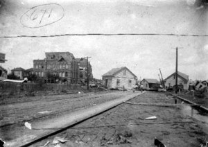 Photograph labeled Ruins of Galveston Orphans Home