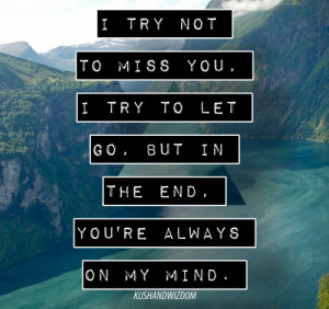 try not to miss you, i try to let go. But in the end, you're always ...
