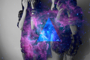 blue, galaxy, girls, hipster, pretty, purple, triangle