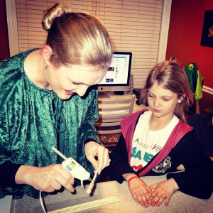 ... crafting a new wand for Kate during her Harry Potter sleepover