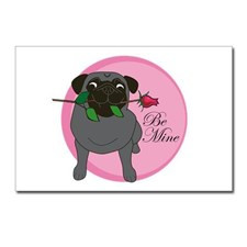 Valentine Pug - Black Postcards (Package of 8) for