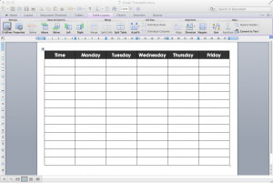 ... created a Monday - Friday timetable in Microsoft Word. I