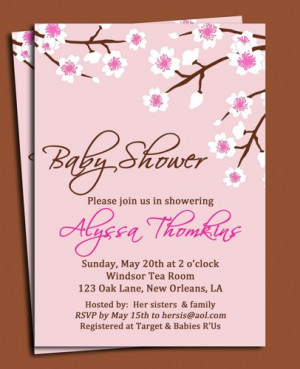 Printable Cherry Blossom Invitation - Birthday, Wedding Shower, Baby ...
