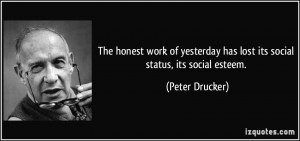 ... has lost its social status, its social esteem. - Peter Drucker