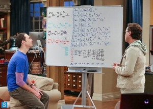 Sheldon admiring his miraculous discovery.