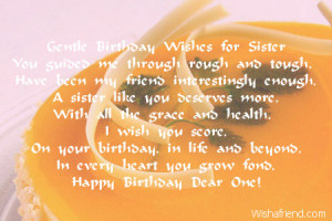 Gentle Birthday Wishes for SisterYou