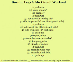 my circuit focused primarily on leg and abdominal exercises and looked ...