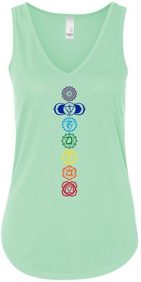Yoga Clothing For You Ladies Colored Chakras Flowy V-Neck Tank Top