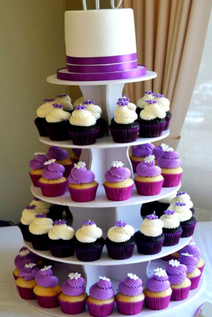 White And Purple Wedding Cupcakes