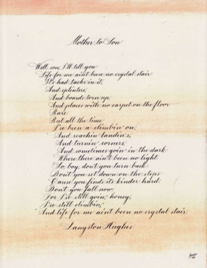No Crystal Stair - Mother to Son - Langston Hughes poem - 8x10 inches ...