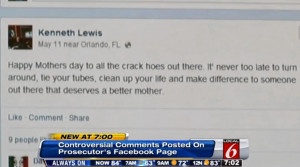 Facebook Hoes Names Message to 'crack hoes' on