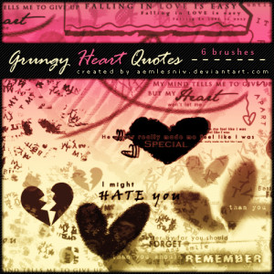 Grungy Heart Quotes Brushes by AemLesniw