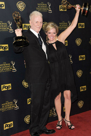 Anthony Geary and Maura West pose at the 42nd annual Daytime Emmy