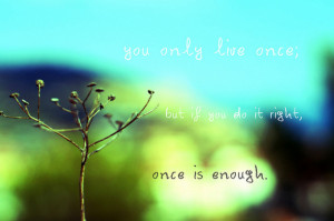 life, life quote, life quotes, once, once is enough, quote, quotes