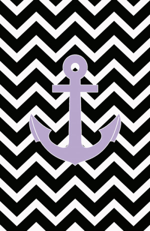 Purple Anchor Black Chevron Pattern Art Print