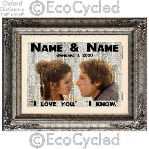 Princess Leia Han Solo Star Wars w/ Names & Date I Love You I Know ...