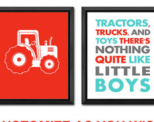 tractors trucks and toys nursery wa ll art tractor boy nursery art ...