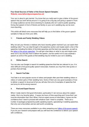 Four Great Sources of Father of the Groom Speech Samples by ...