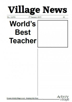 World's Best Teacher newspaper writing prompt