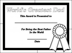World’s Greatest Dad Certificate Coloring Pages