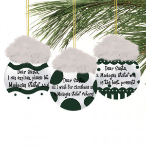 Michigan State Spartans 3-Pack Team Sayings Ornaments