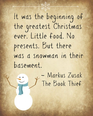 christmas advent calendar markus zusak the book thief snowman quote