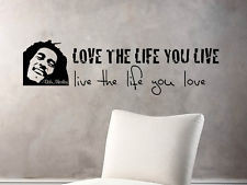 BOB MARLEY LIFE LOVE Wall Art / Vinyl Decal Sticker QUOTES & PHRASES ...