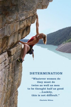 Determination (woman rock-climbing) ~ Wall Poster