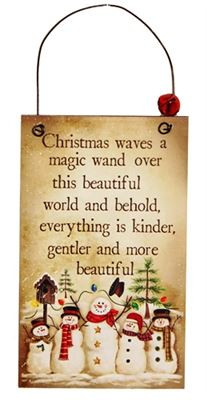 Christmas Waves a Magic Wand Tall Wooden Plaque Hanger