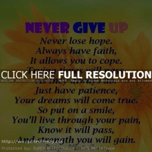 ... never give up in life never give up quote never lose give up hope life