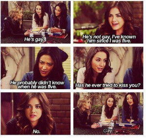 ... Gay, Pll Quotes, Liars Obsession, Humor Pretty Little Liars, Movie
