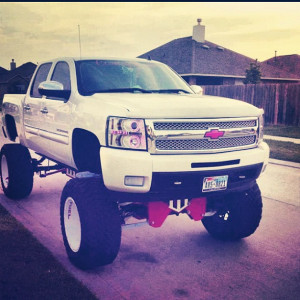 trucks #lifted #chevy #chevrolet #pink #white (Taken with Instagram )