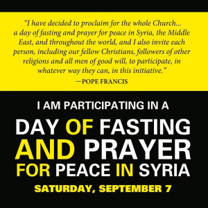 Flyer for Day of Fasting and Prayer for Peace in Syria