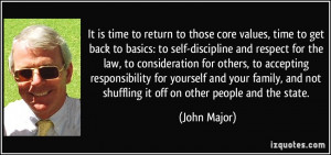 It is time to return to those core values, time to get back to basics ...