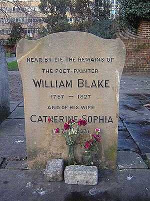 Monument near Blake's unmarked grave at Bunhill Fields in London ...