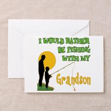 Fishing With Grandson Greeting Cards (Pk of 10) for