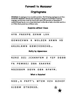 Farewell to Manzanar: 6 Cryptograms--Encoded Quotations from the Book!