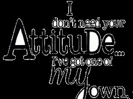 don’t need your attitude, i’ve got one of my own.