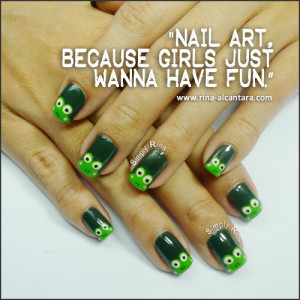 Nail art used in photo is Keroppi Wannabes .