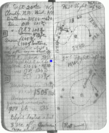 Wilbur's logbook showing diagram and data for first circle flight on ...