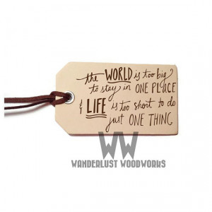 Travel Quote Leather Luggage Tag - Veg Tanned Leather - The World Is ...