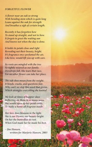 what a beautiful poem written by a son for his mom who had alzheimer s ...