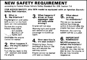 1974: Seat Belt Starter Interlocks Piss Off More People Than Watergate ...