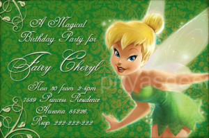 Tinkerbell Disney Fairy Birthday Party Invitation Kamistad Celebrity