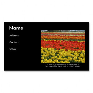 Tulip Field and Voltaire Quote Business Card Template