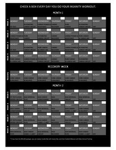 shaun t insanity workout calendar | insanity schedule More