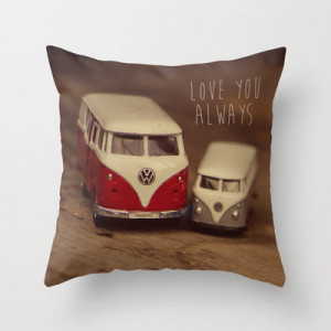 Cars Pillow Cover, Love Quote, Vintage Volkswagen Van, Kombi, Nursery ...