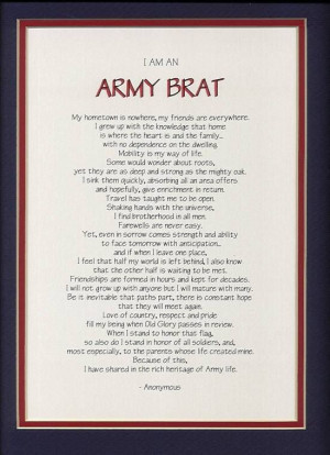 Creative Design Studio) ~ I am an Army Brat Poem 